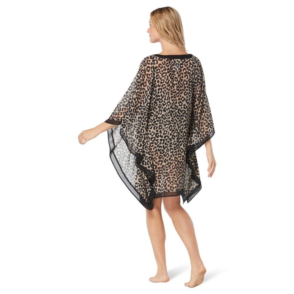 MICHAEL KORS Leopard Cheetah Caftan Cover-Up Beach Tunic Dress - Picture 2 of 6